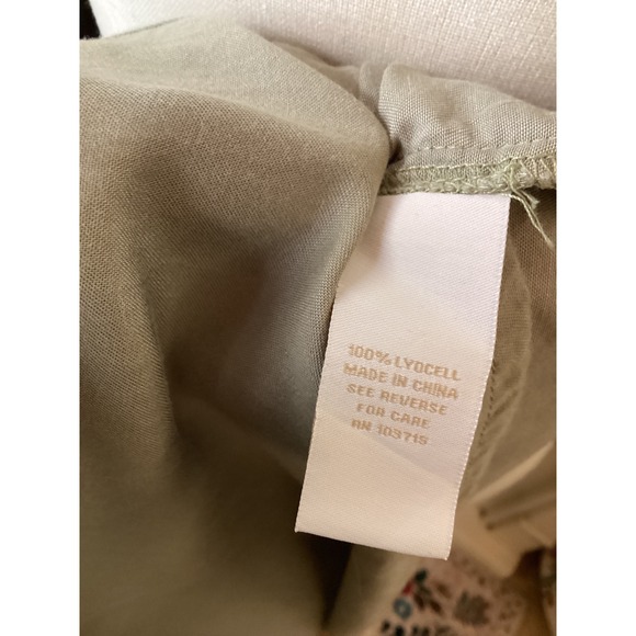 HOPE & HARLOW Women's Dress Size 10 Drab Chino V Neck Ruffle Bell Sleeve - Picture 6 of 6